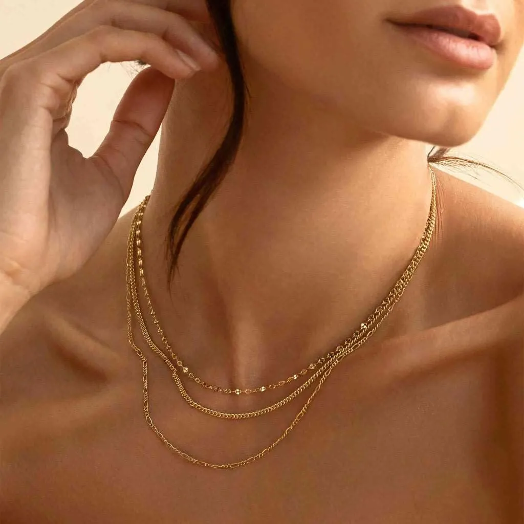 Krfy Gold Chain Necklace for Women Trendy - 925 Sterling Silver Clasp Dainty Choker Necklace 14K Gold Plated 14/16/18/20 inch Thin Simple Box Figaro Chain Herringbone Necklace Gold Jewelry for Women