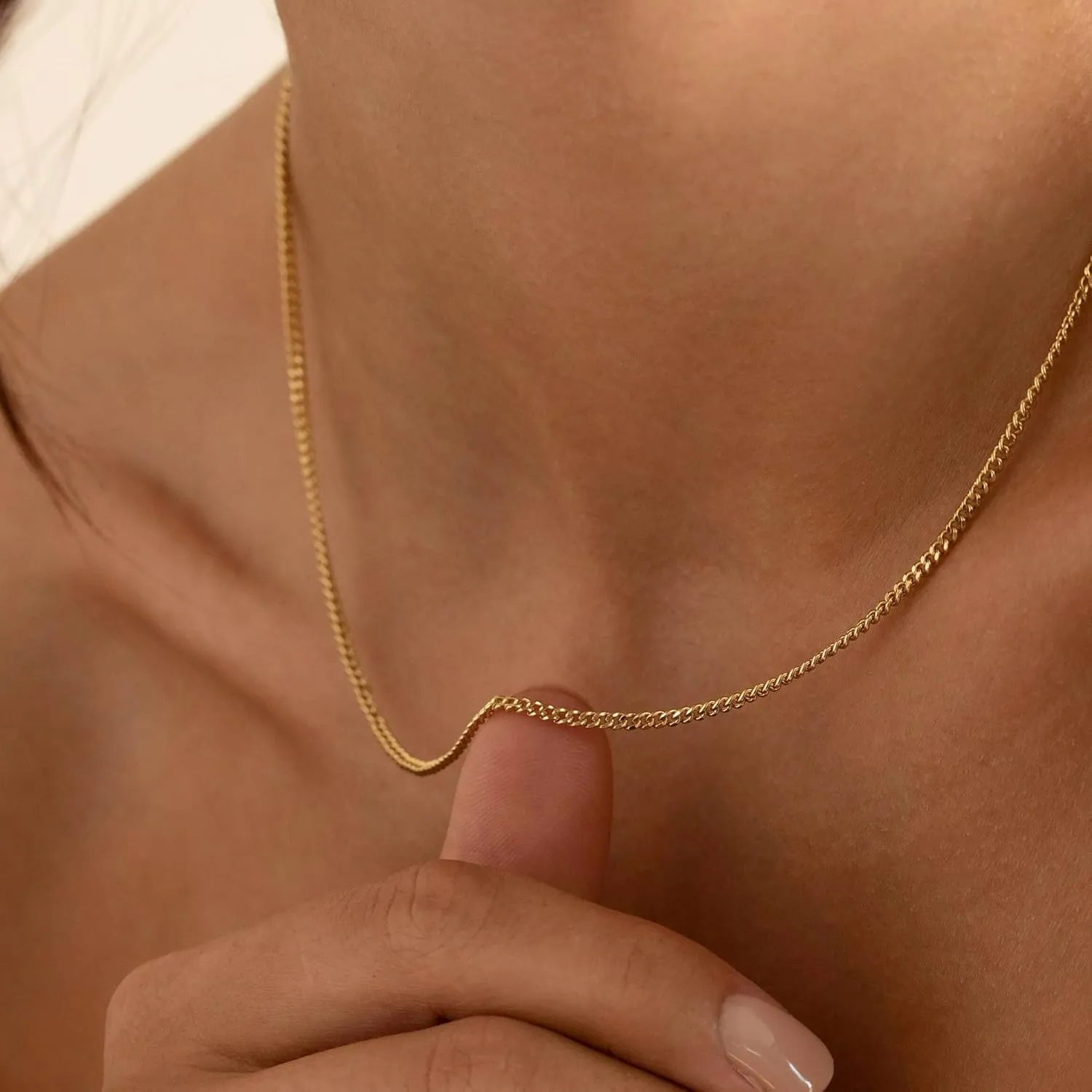 Krfy Gold Chain Necklace for Women Trendy - 925 Sterling Silver Clasp Dainty Choker Necklace 14K Gold Plated 14/16/18/20 inch Thin Simple Box Figaro Chain Herringbone Necklace Gold Jewelry for Women