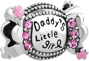 KunBead Daddy's Little Daughter Birthday Pink Candy Bead Charms Compatible with Pandora Bracelets Daughter Gift from Dad