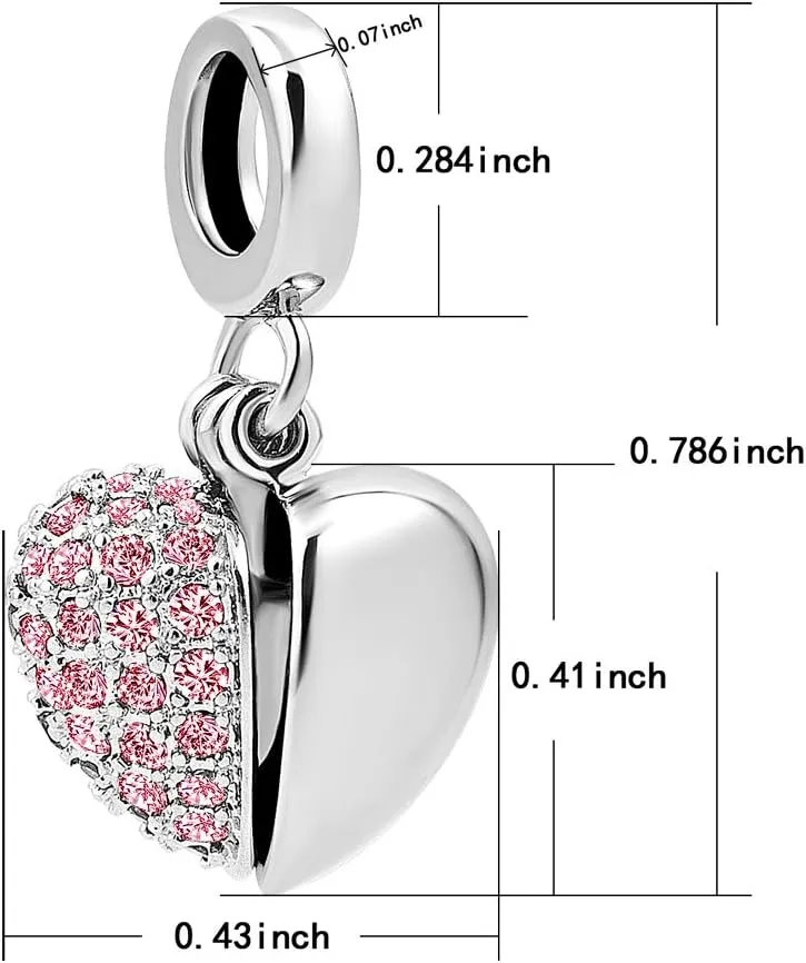 KunBead Grandma Heart I Love You Birthstone Dangle Charms for Bracelets Necklace Birthday Gift for Women