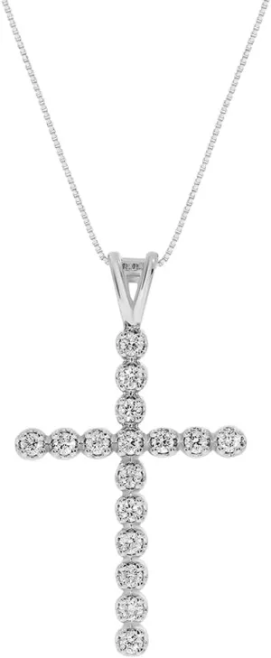 Lab Grown Cross Diamond Necklace For Women | 1/6-1 CTTW Diamond Pendant Necklace | Real White Gold Plated 925 Sterling Silver Necklace with Chain | Ideal Diamond Jewelry Gift for Women