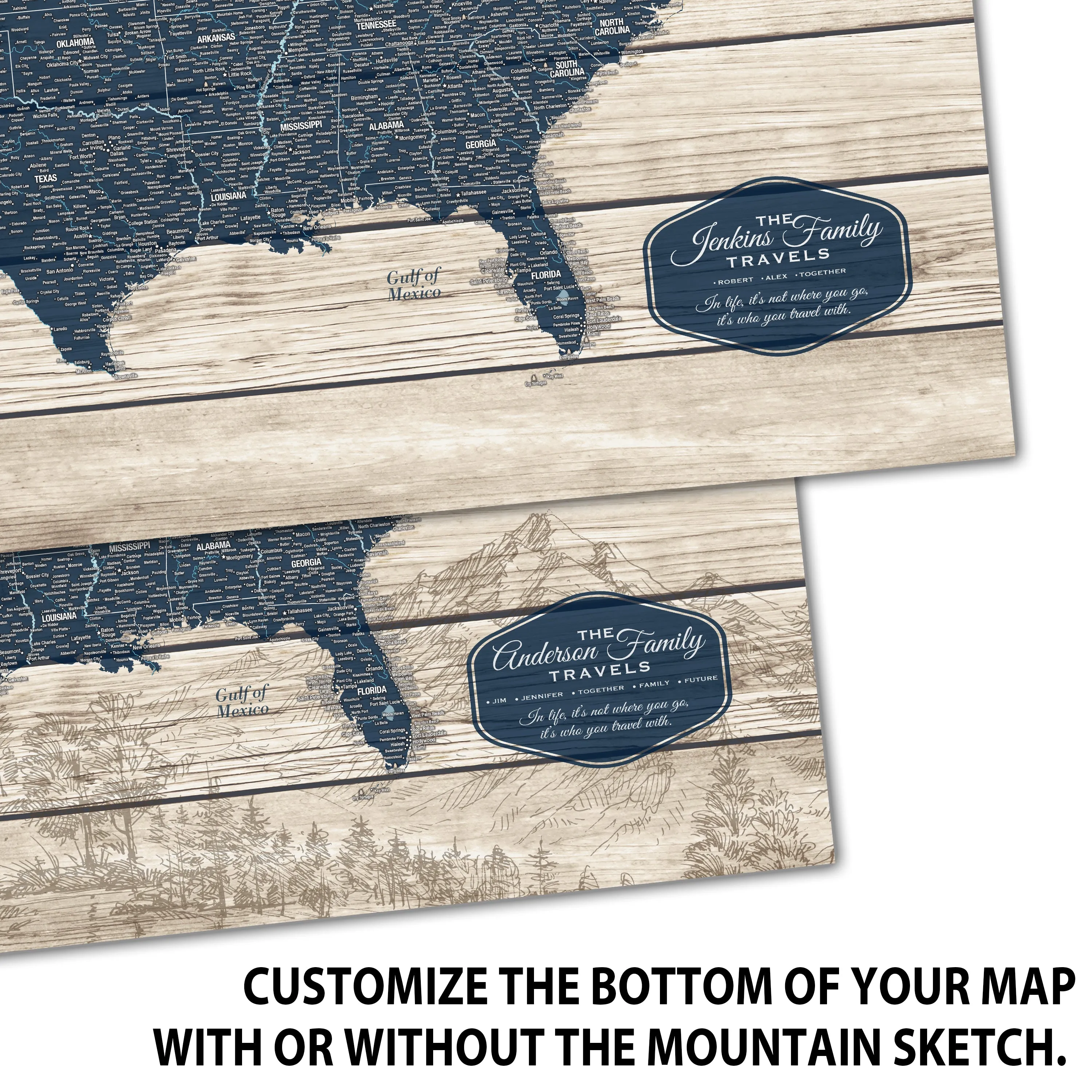 Large Rustic Push Pin USA Map Canvas - 3 Panel