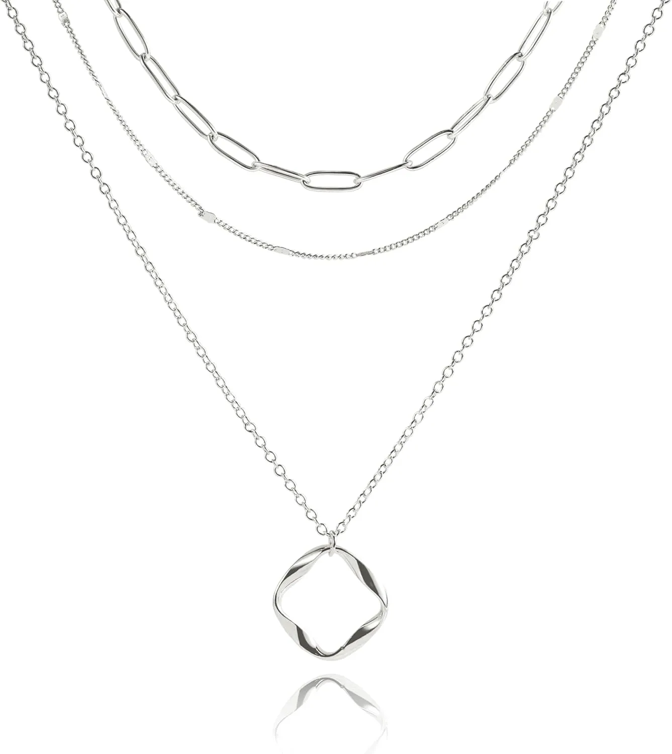 Layered Gold Necklaces for Women, Stackable 14K Gold Plated Necklace, Dainty Cross/Circle/Heart Pendant layered Necklace, Adjustable Dainty Gold/Silver Necklace Jewelry Set for Women