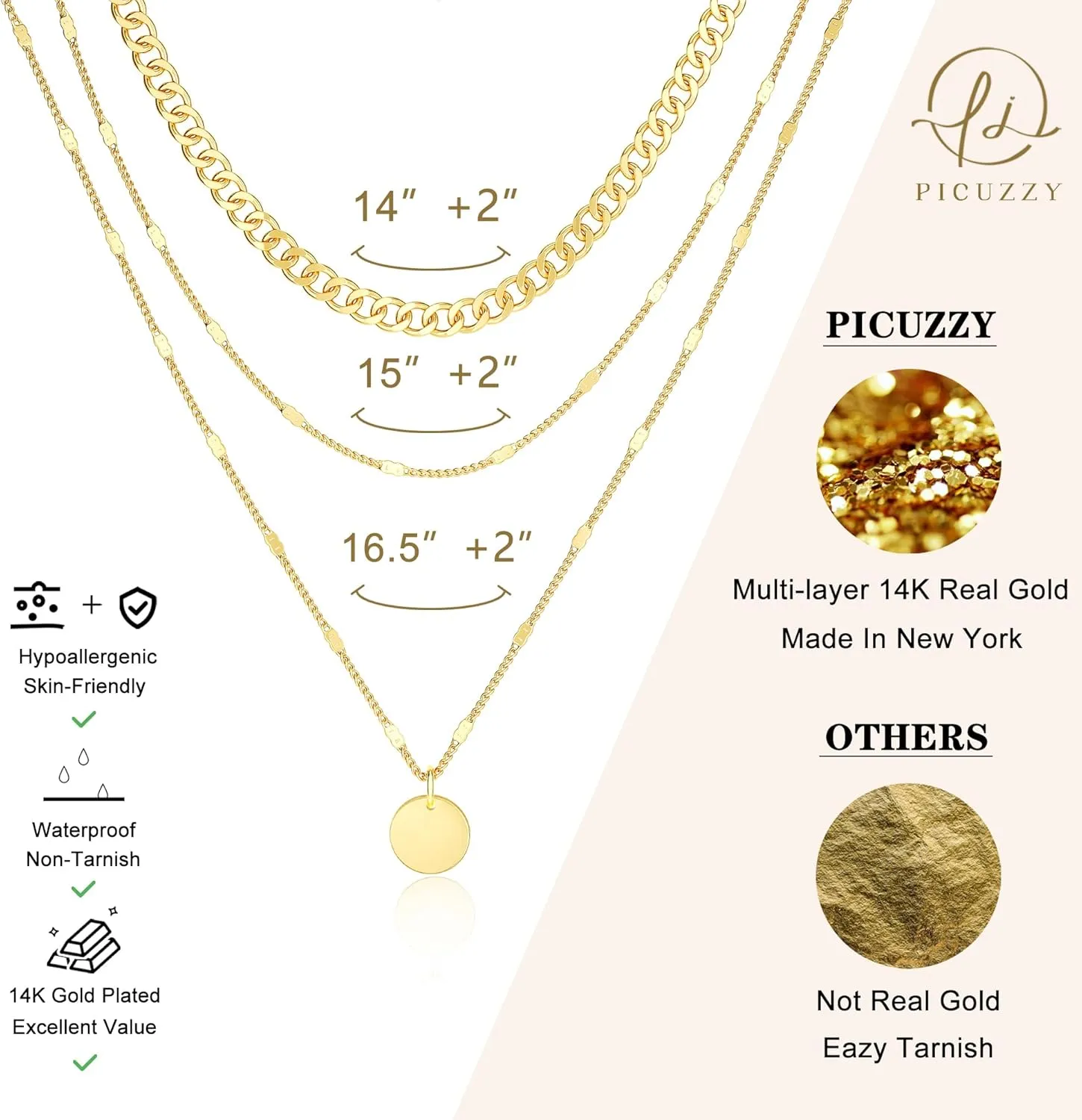 Layered Gold Necklaces for Women, Stackable Dainty 14K Real Gold Plated/Silver Chain Necklace Layering Beach Cute Fashion Pendant Choker Necklaces Trendy Jewelry Set Gifts for Women Teen Girls