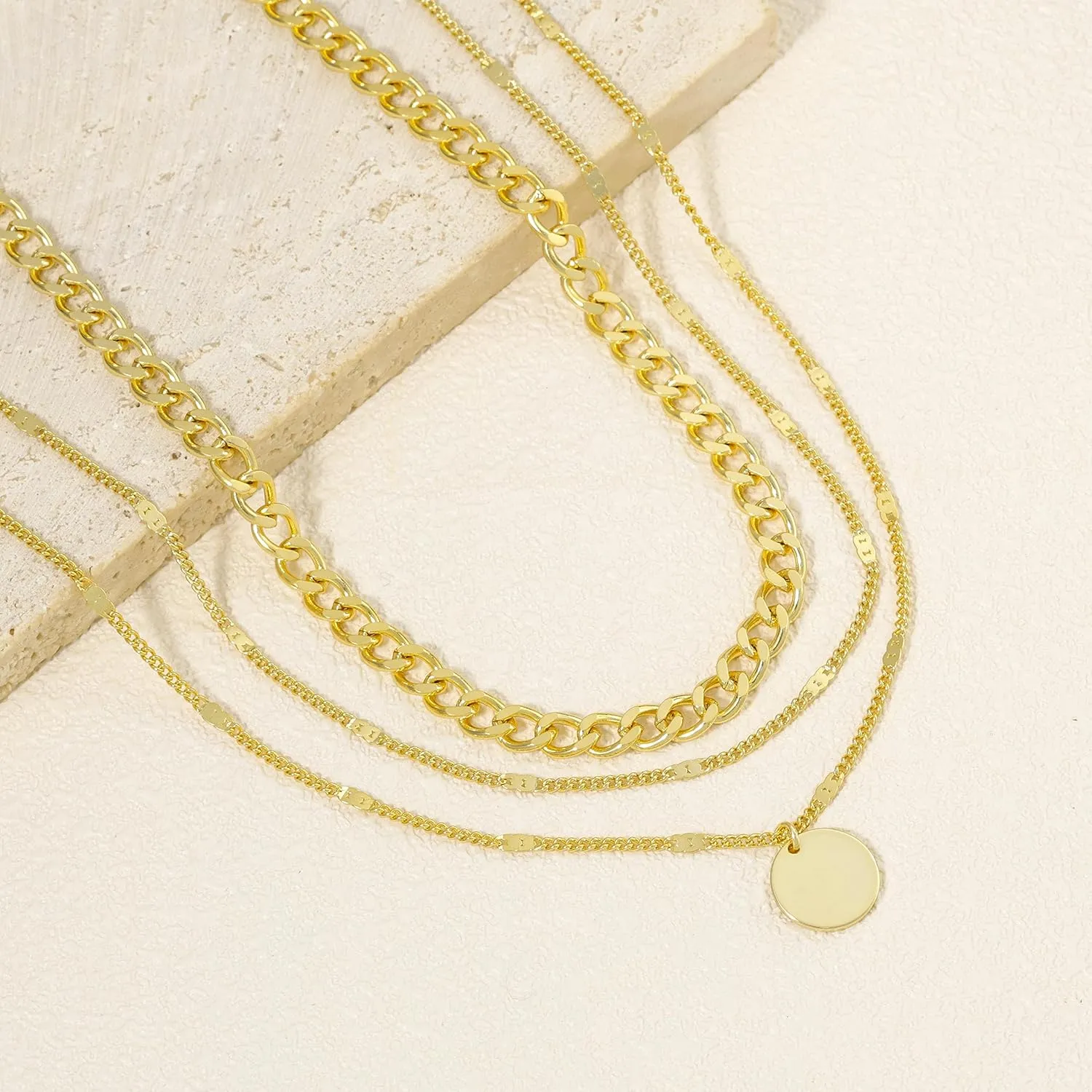 Layered Gold Necklaces for Women, Stackable Dainty 14K Real Gold Plated/Silver Chain Necklace Layering Beach Cute Fashion Pendant Choker Necklaces Trendy Jewelry Set Gifts for Women Teen Girls