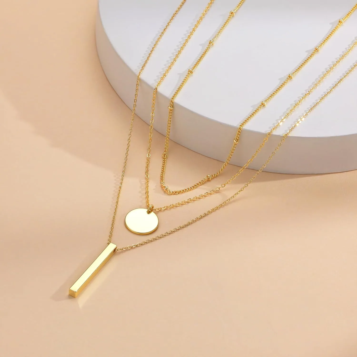 Layered Gold Necklaces for Women, Stackable Dainty 14K Real Gold Plated/Silver Chain Necklace Layering Beach Cute Fashion Pendant Choker Necklaces Trendy Jewelry Set Gifts for Women Teen Girls