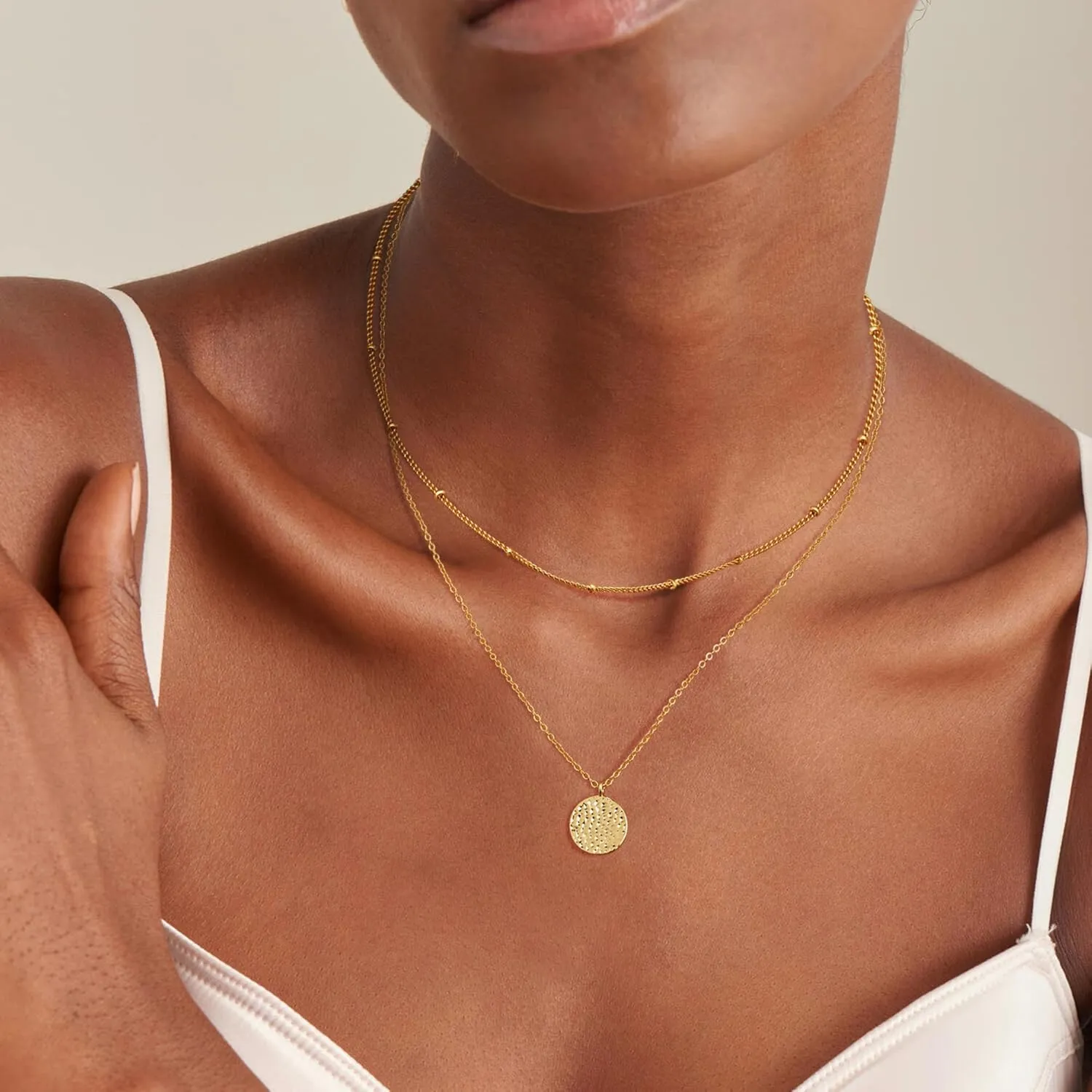 Layered Gold Necklaces for Women, Stackable Dainty 14K Real Gold Plated/Silver Chain Necklace Layering Beach Cute Fashion Pendant Choker Necklaces Trendy Jewelry Set Gifts for Women Teen Girls