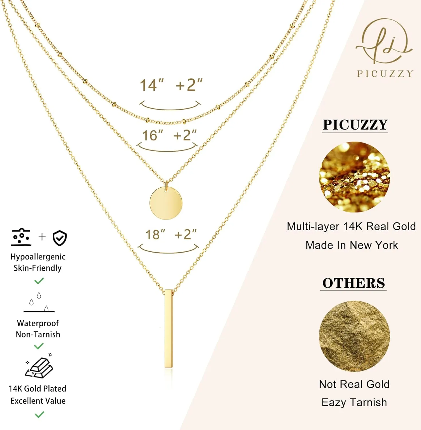 Layered Gold Necklaces for Women, Stackable Dainty 14K Real Gold Plated/Silver Chain Necklace Layering Beach Cute Fashion Pendant Choker Necklaces Trendy Jewelry Set Gifts for Women Teen Girls