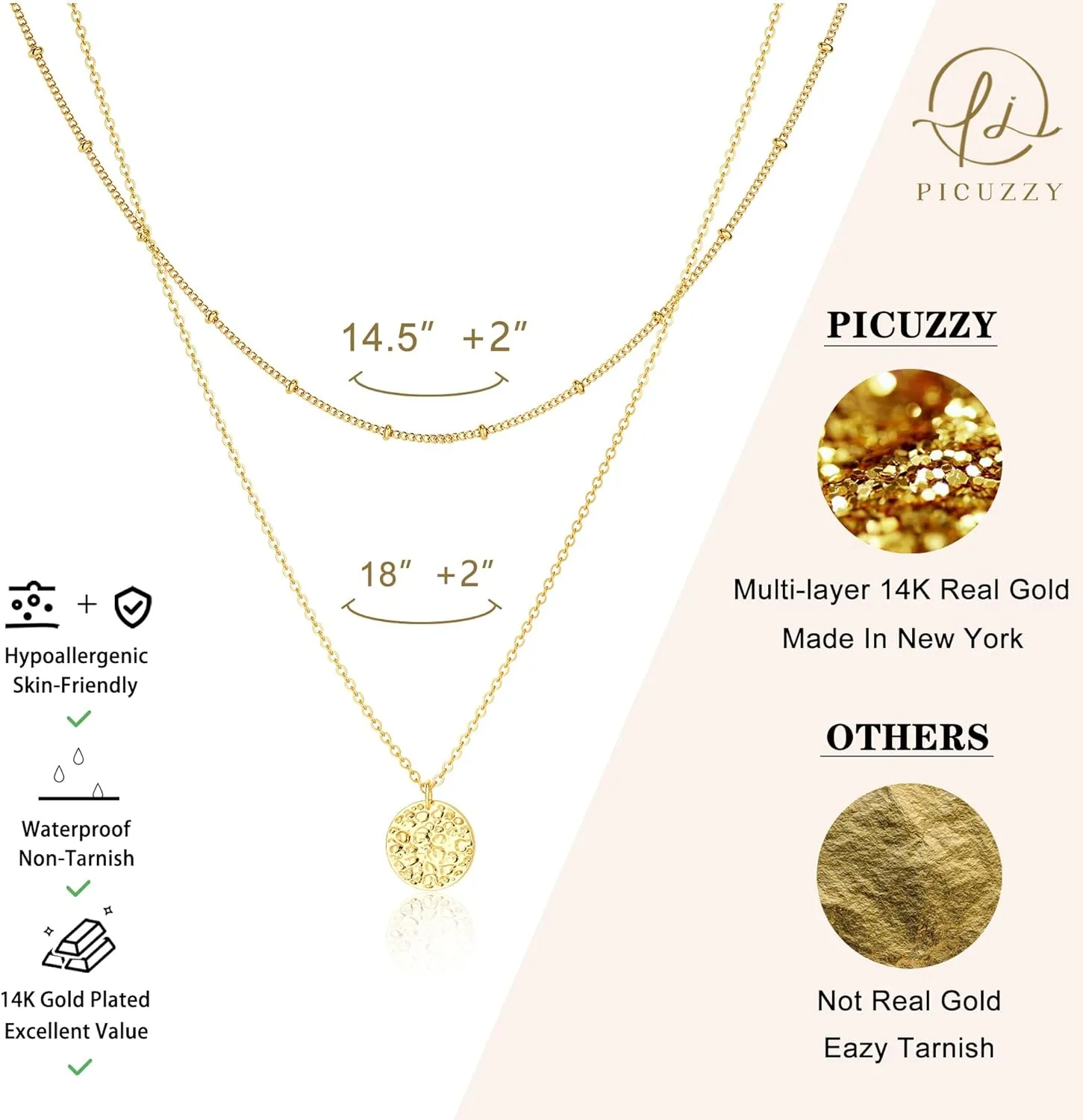 Layered Gold Necklaces for Women, Stackable Dainty 14K Real Gold Plated/Silver Chain Necklace Layering Beach Cute Fashion Pendant Choker Necklaces Trendy Jewelry Set Gifts for Women Teen Girls