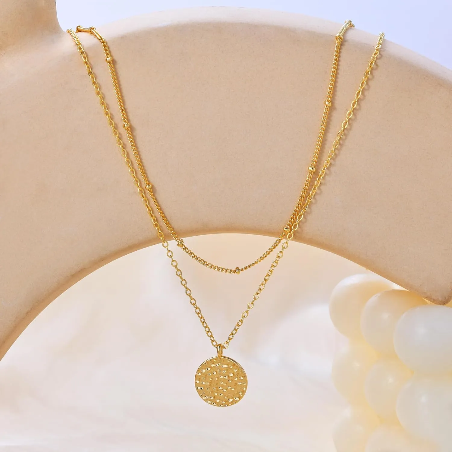 Layered Gold Necklaces for Women, Stackable Dainty 14K Real Gold Plated/Silver Chain Necklace Layering Beach Cute Fashion Pendant Choker Necklaces Trendy Jewelry Set Gifts for Women Teen Girls