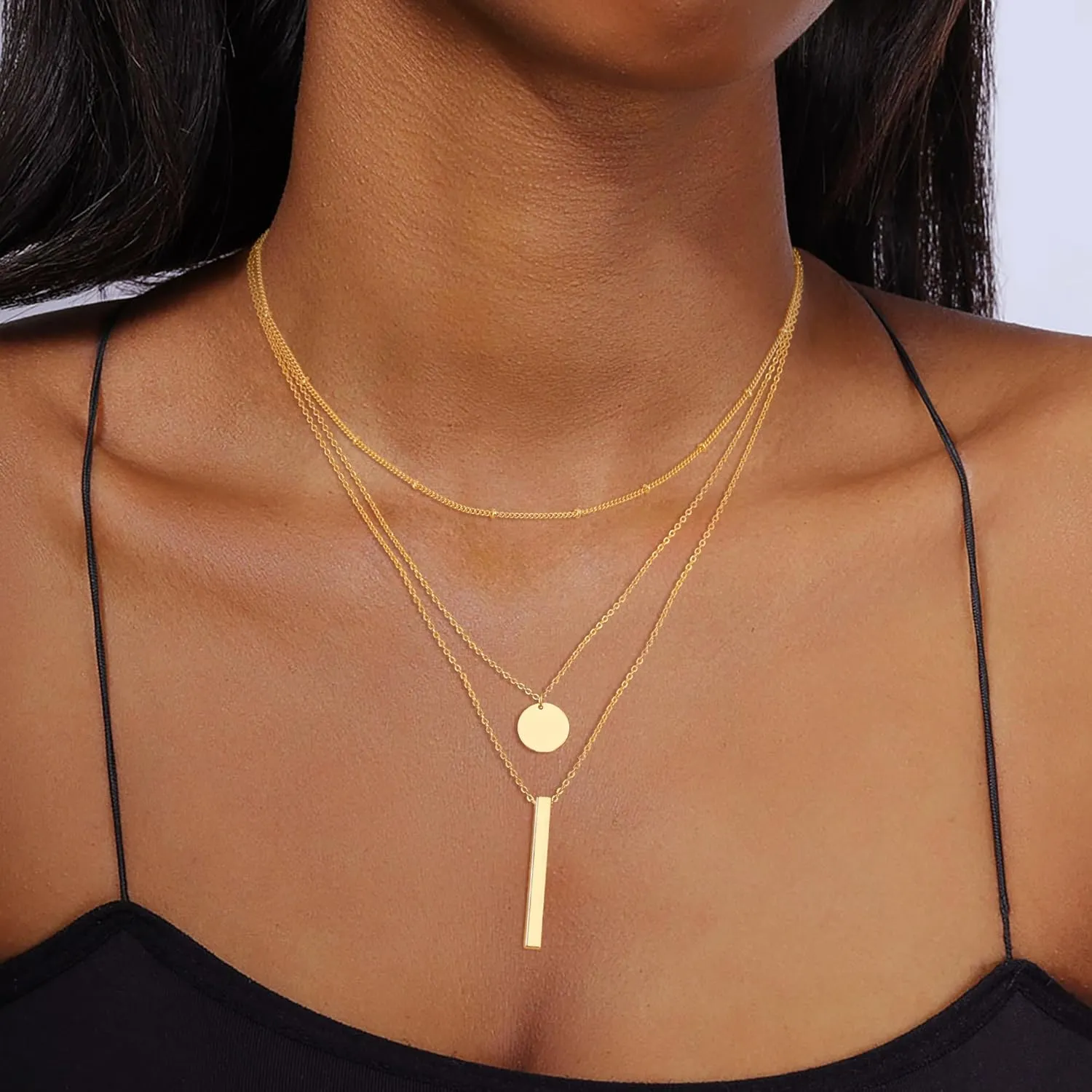 Layered Gold Necklaces for Women, Stackable Dainty 14K Real Gold Plated/Silver Chain Necklace Layering Beach Cute Fashion Pendant Choker Necklaces Trendy Jewelry Set Gifts for Women Teen Girls