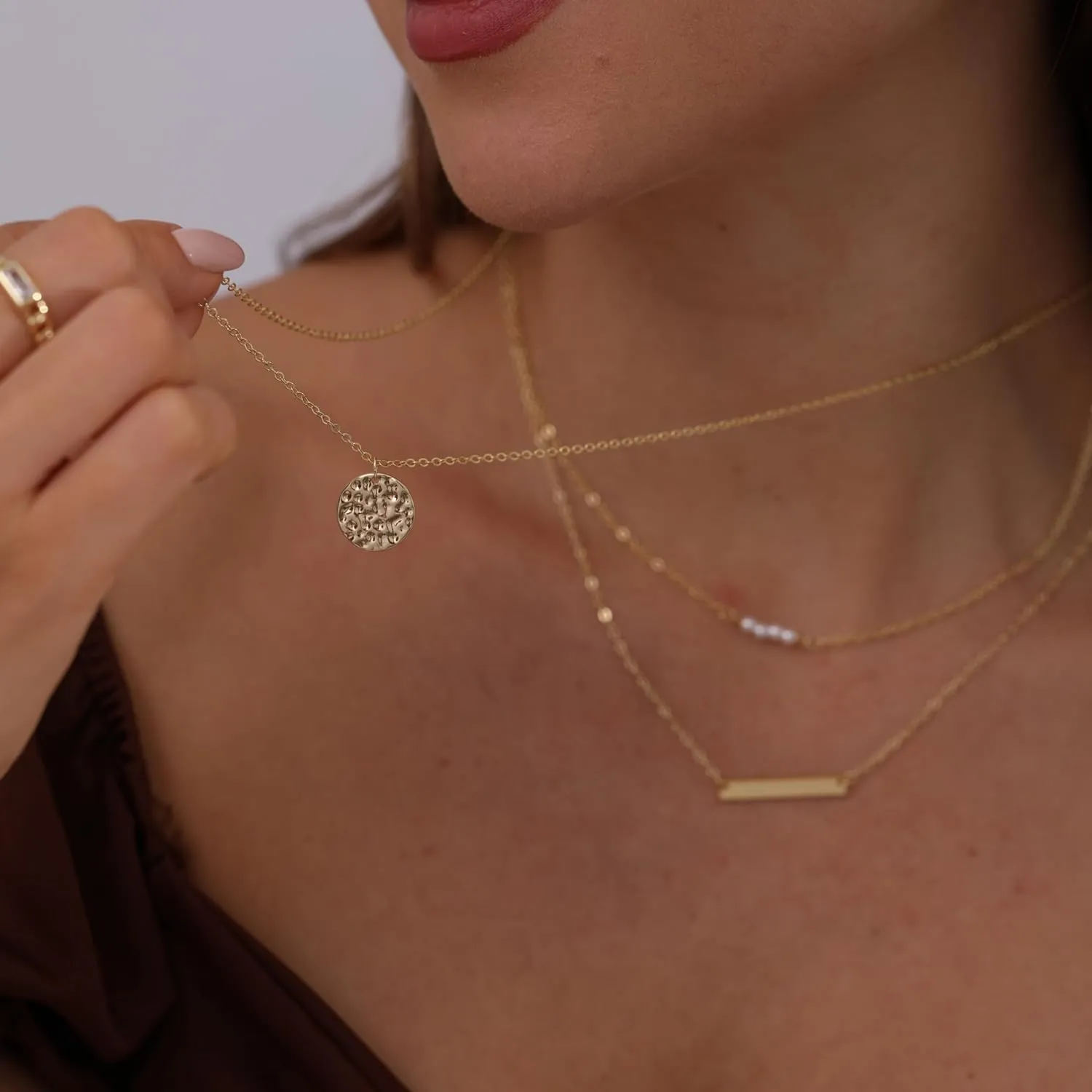 LEXODY Stackable Necklaces for Women 14k Gold Plated Layered Gold Necklaces Dainty Gold Necklace Dot Thin Paperclip Snake Chain Choker Necklace For Women Shine Jewelry Gifts for Women