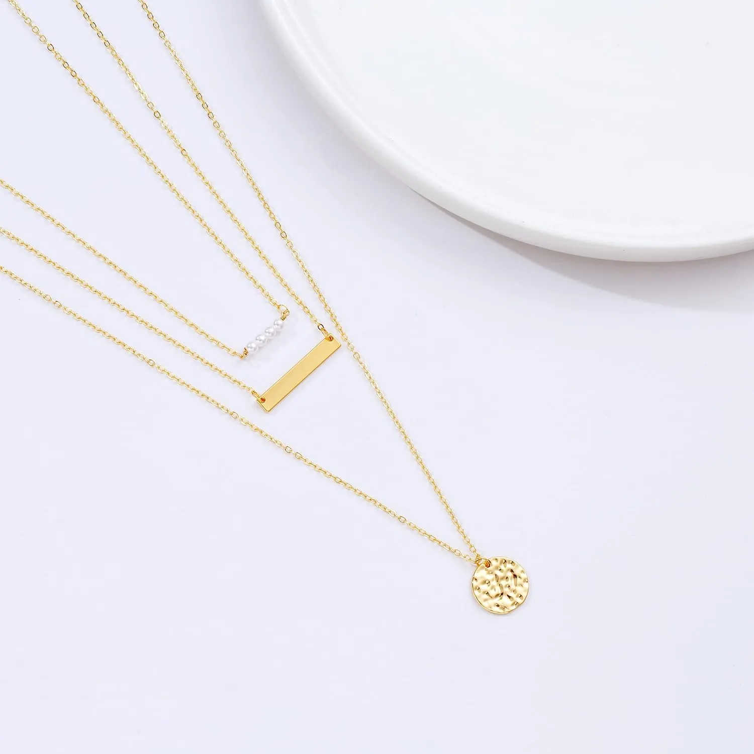 LEXODY Stackable Necklaces for Women 14k Gold Plated Layered Gold Necklaces Dainty Gold Necklace Dot Thin Paperclip Snake Chain Choker Necklace For Women Shine Jewelry Gifts for Women