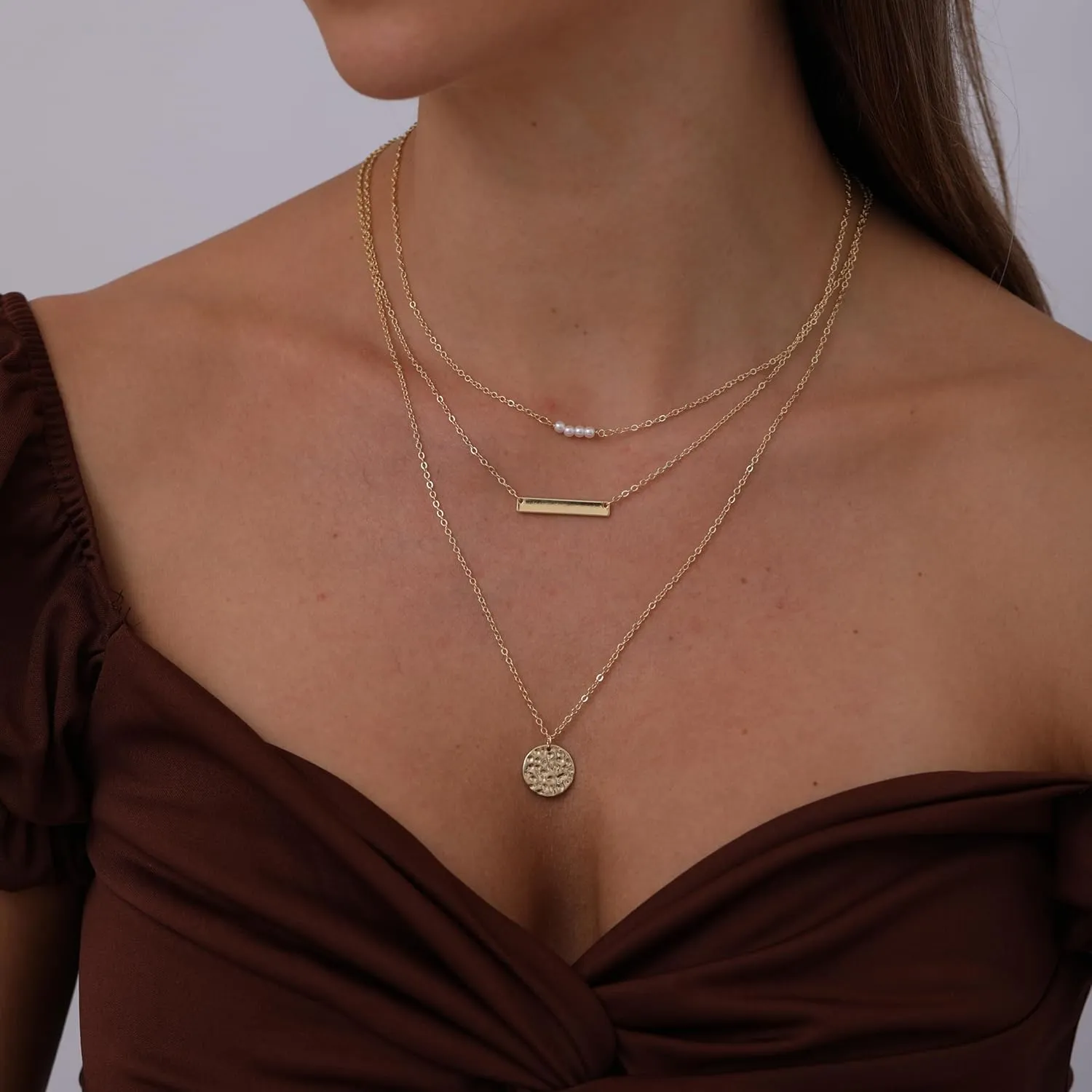 LEXODY Stackable Necklaces for Women 14k Gold Plated Layered Gold Necklaces Dainty Gold Necklace Dot Thin Paperclip Snake Chain Choker Necklace For Women Shine Jewelry Gifts for Women
