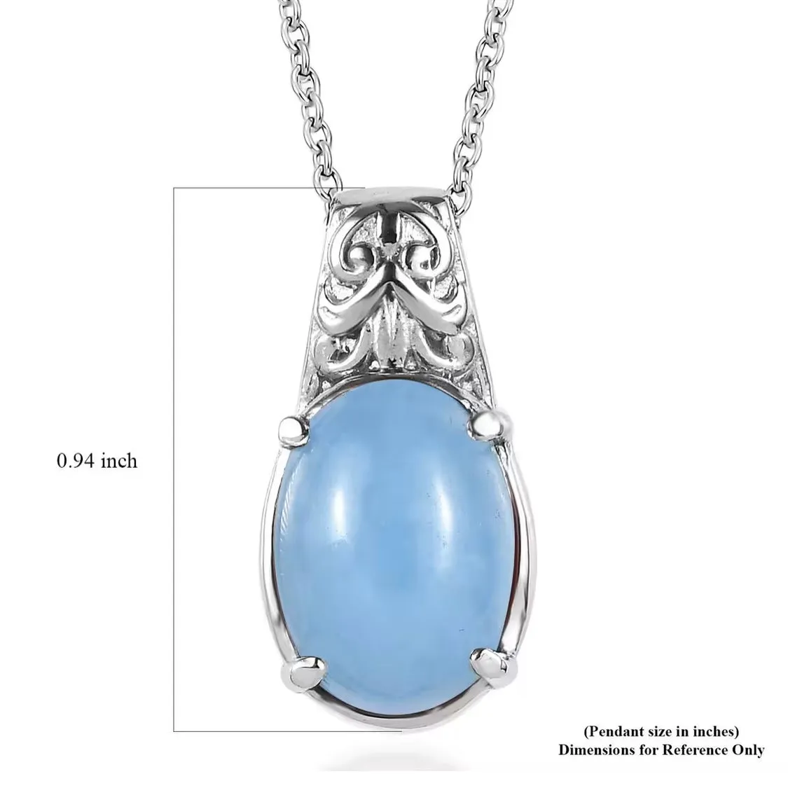 Light Blue Jade 6.00 ctw Pendant Silver Necklace Chain 20 In New
