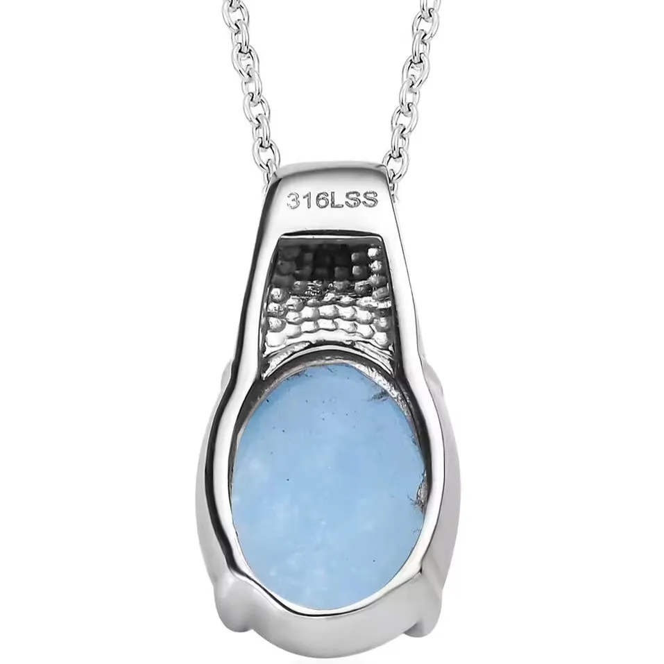 Light Blue Jade 6.00 ctw Pendant Silver Necklace Chain 20 In New