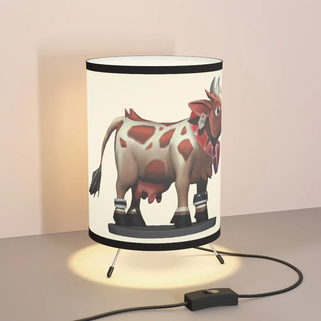 Light Brown Cow Tripod Lamp with High-Res Printed Shade, US/CA plug