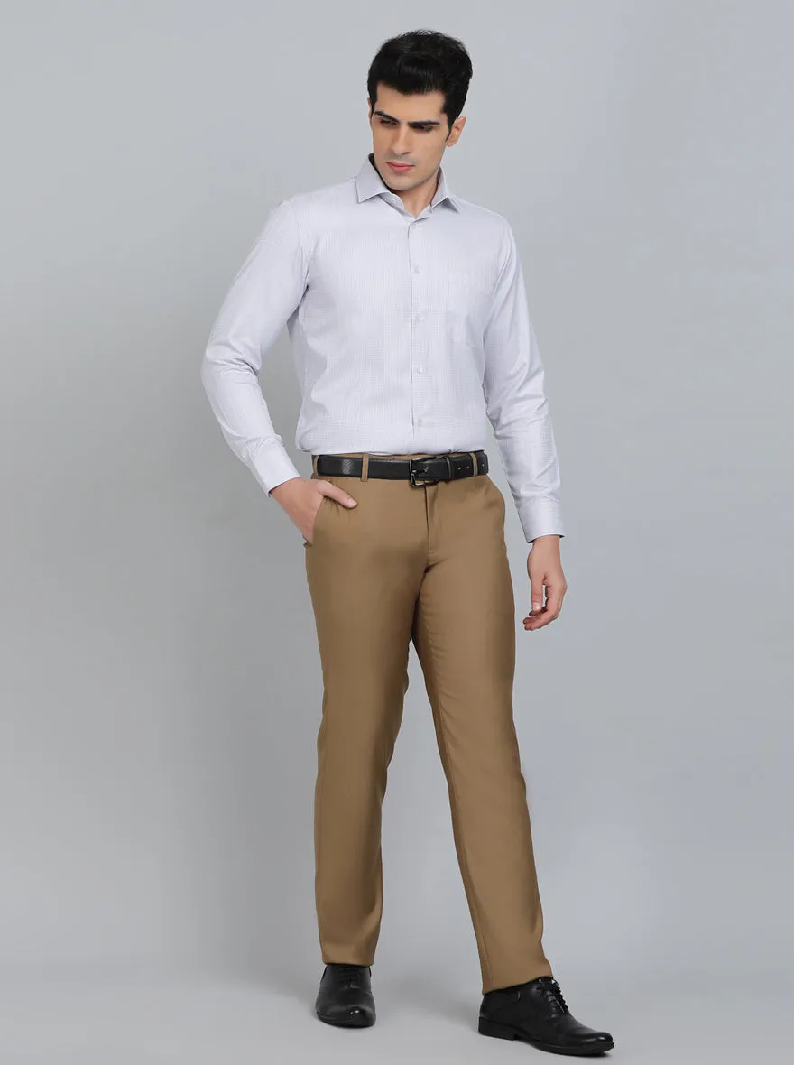Light Grey Striped Slim Fit Formal Shirt | Greenfibre