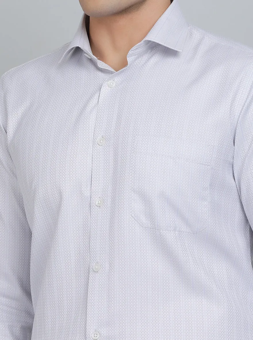Light Grey Striped Slim Fit Formal Shirt | Greenfibre