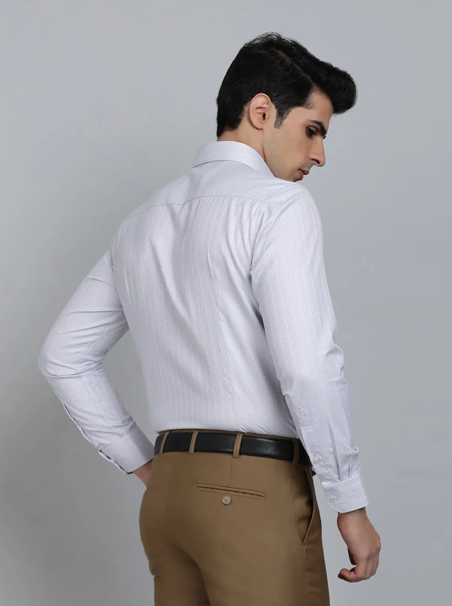 Light Grey Striped Slim Fit Formal Shirt | Greenfibre