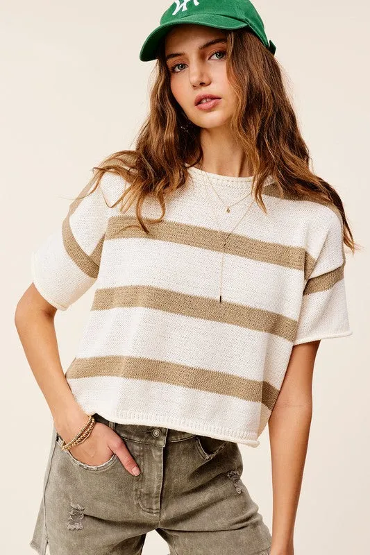 Lightweight Stripe Sweater Short Sleeve Top **Shipping already included in price for this item**