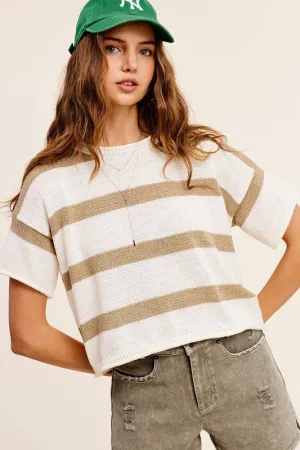 Lightweight Stripe Sweater Short Sleeve Top **Shipping already included in price for this item**