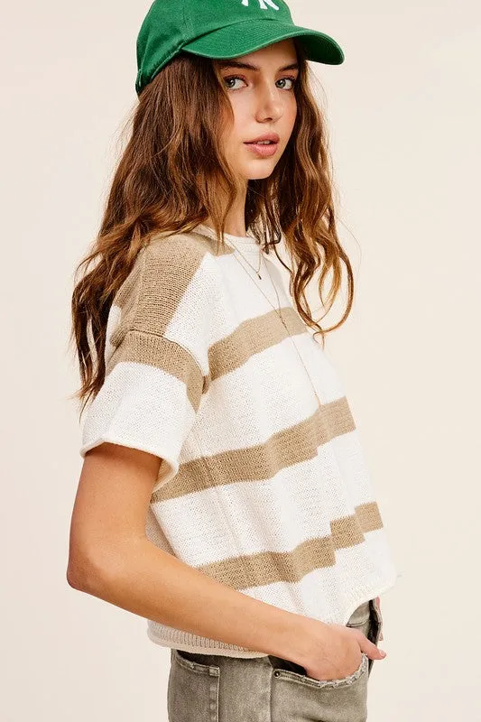 Lightweight Stripe Sweater Short Sleeve Top **Shipping already included in price for this item**