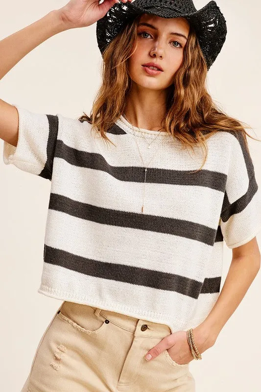 Lightweight Stripe Sweater Short Sleeve Top **Shipping already included in price for this item**