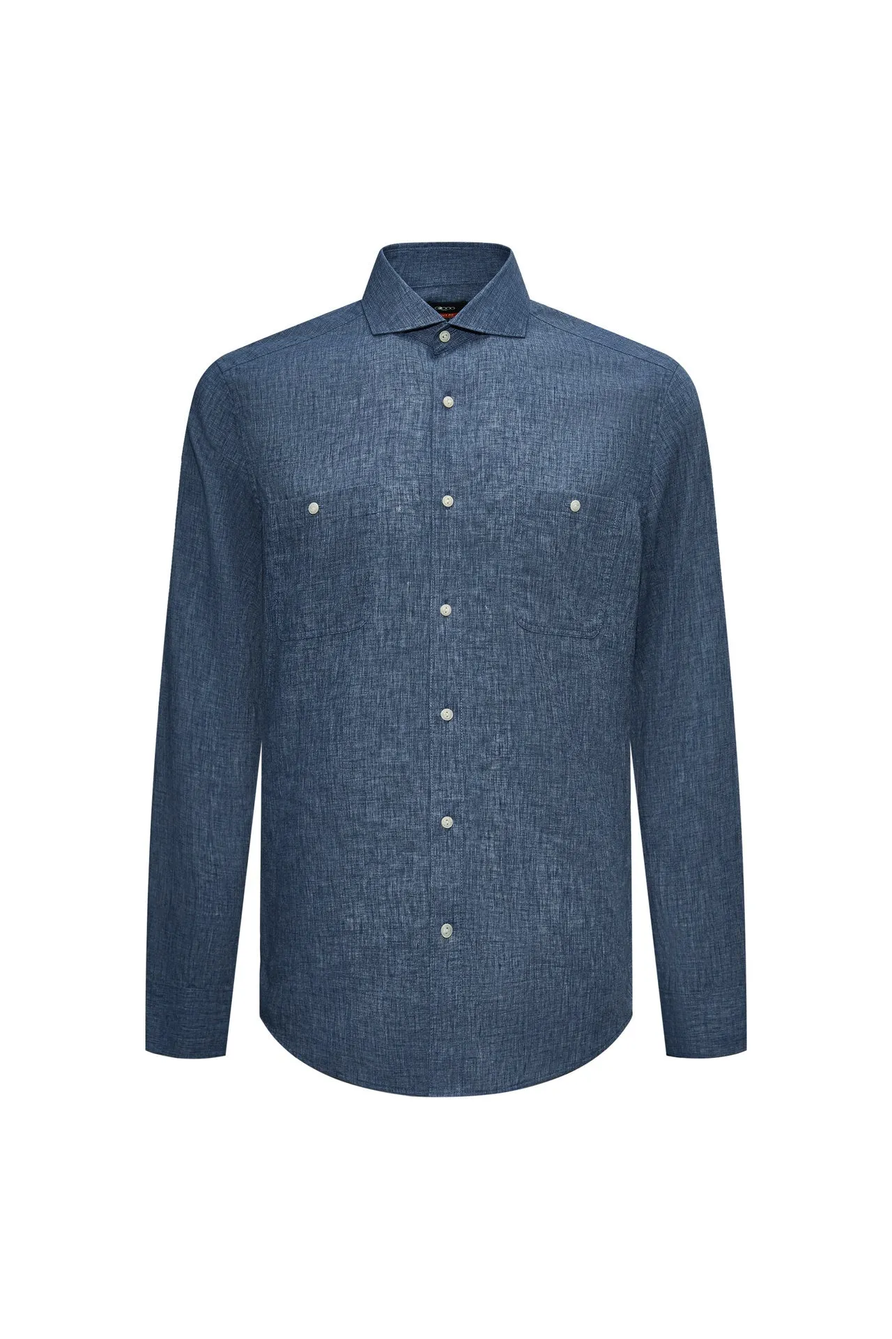 Linen Blend Casual Shirt in Smart Fit Windsor Collar