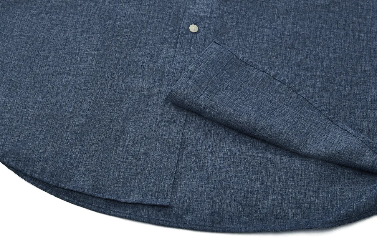 Linen Blend Casual Shirt in Smart Fit Windsor Collar