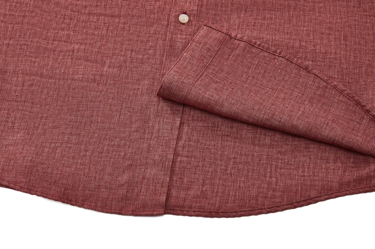 Linen Blend Casual Shirt in Smart Fit Windsor Collar