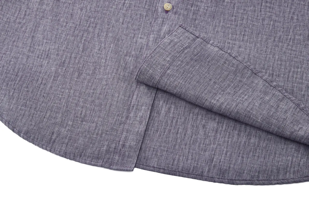 Linen Blend Casual Shirt in Smart Fit Windsor Collar