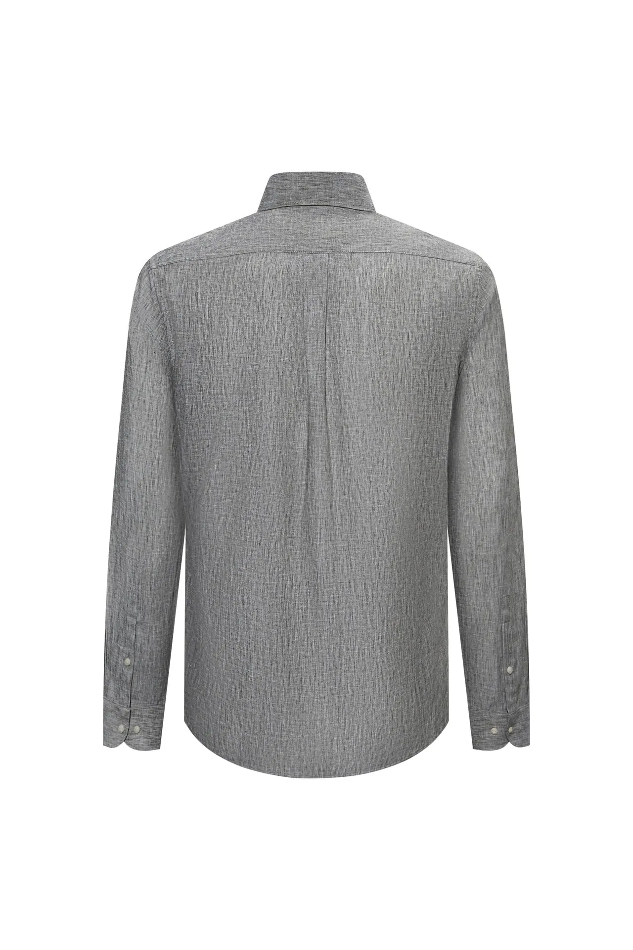 Linen Blend Casual Shirt in Smart Fit Windsor Collar