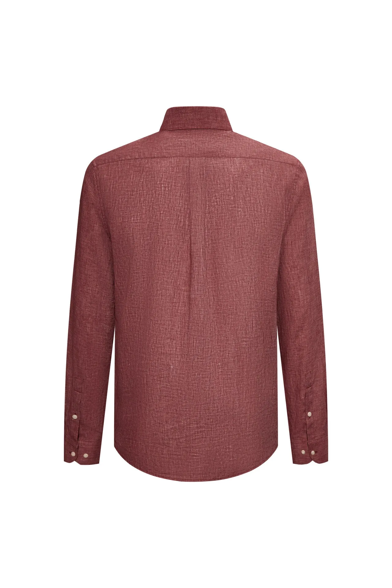 Linen Blend Casual Shirt in Smart Fit Windsor Collar