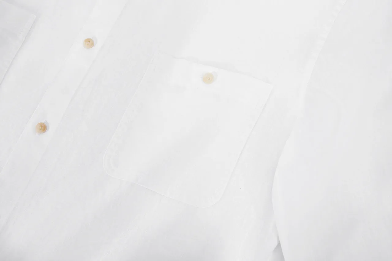 Linen Blend Casual Shirt in Smart Fit Windsor Collar