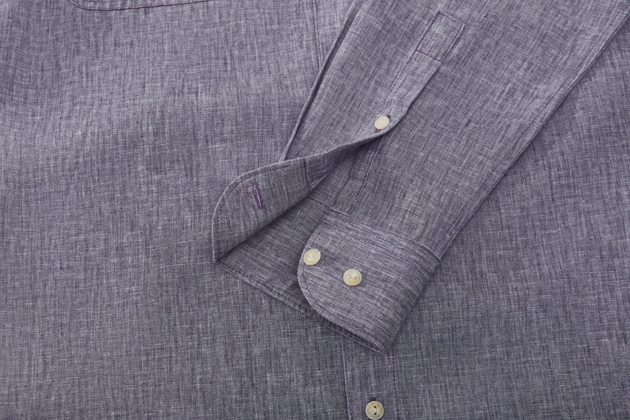 Linen Blend Casual Shirt in Smart Fit Windsor Collar