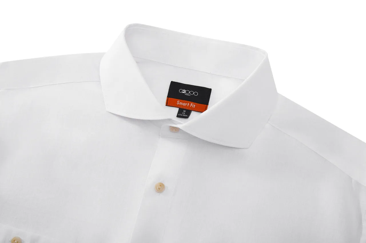 Linen Blend Casual Shirt in Smart Fit Windsor Collar