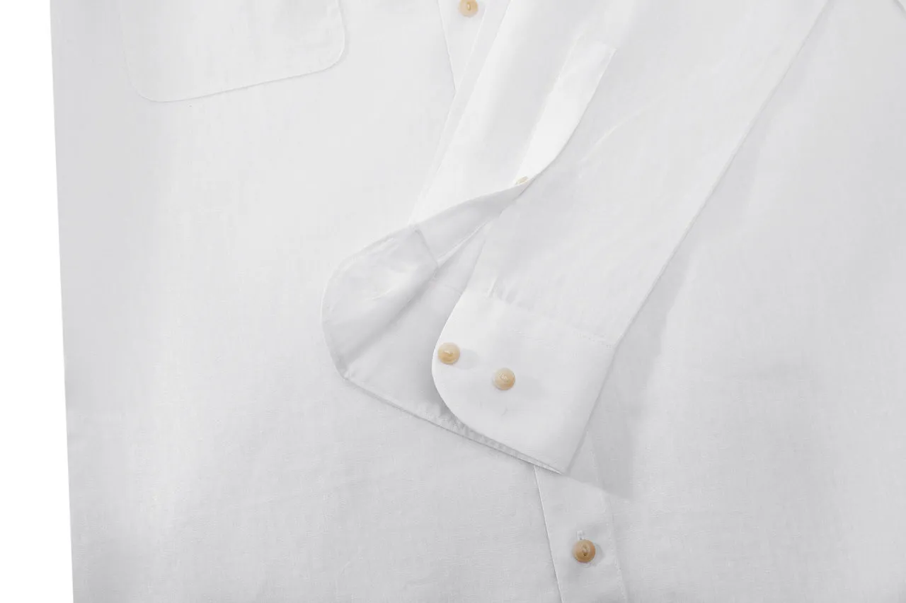 Linen Blend Casual Shirt in Smart Fit Windsor Collar