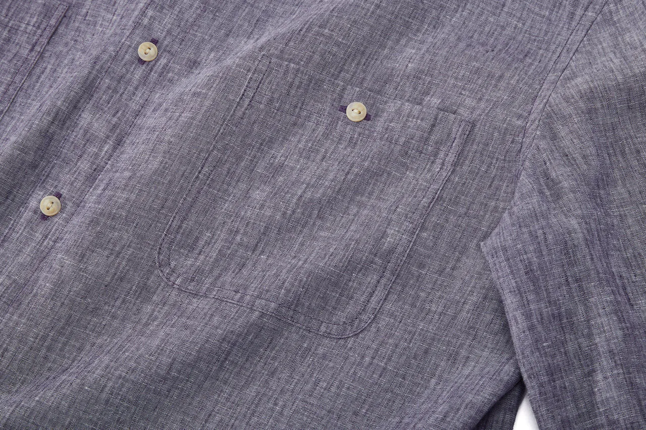 Linen Blend Casual Shirt in Smart Fit Windsor Collar