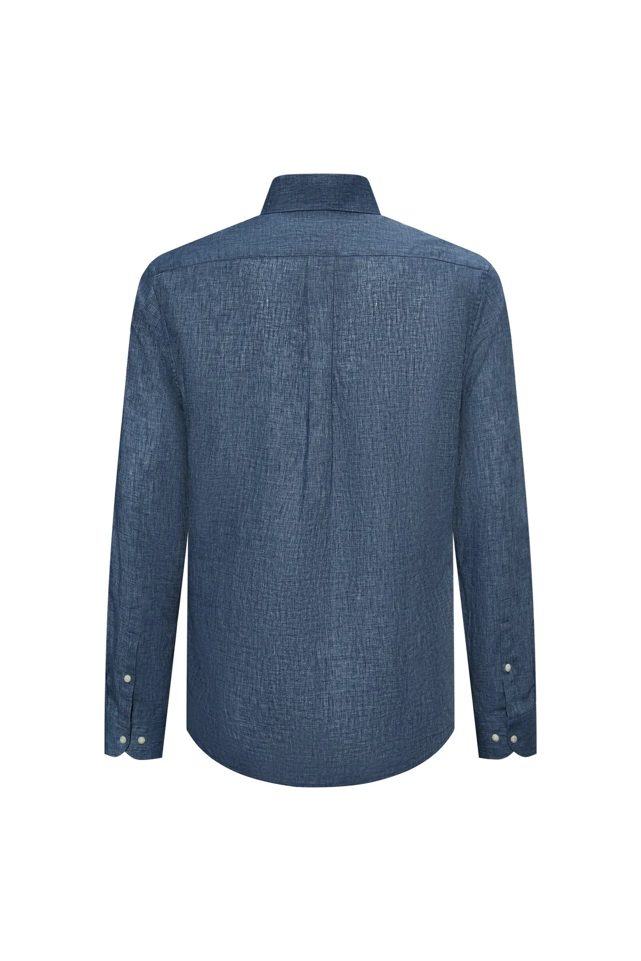 Linen Blend Casual Shirt in Smart Fit Windsor Collar