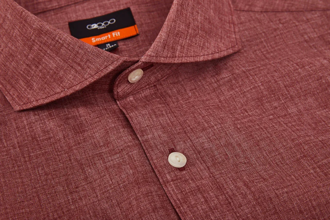 Linen Blend Casual Shirt in Smart Fit Windsor Collar