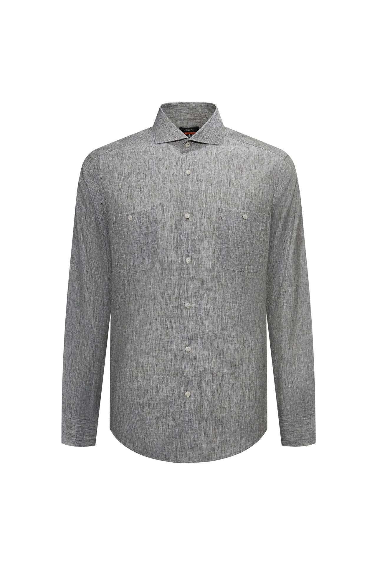Linen Blend Casual Shirt in Smart Fit Windsor Collar