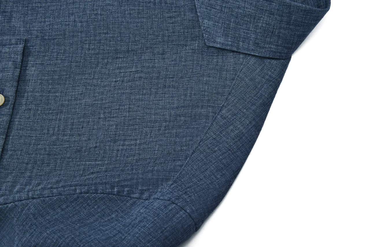Linen Blend Casual Shirt in Smart Fit Windsor Collar