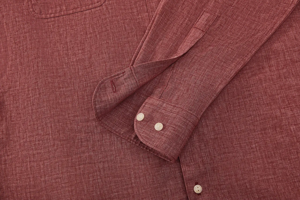 Linen Blend Casual Shirt in Smart Fit Windsor Collar
