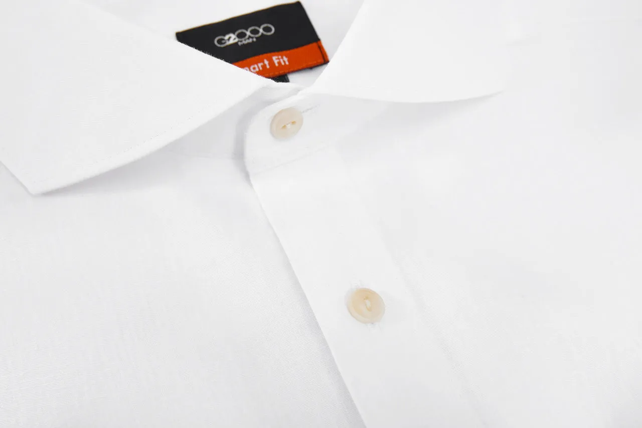 Linen Blend Casual Shirt in Smart Fit Windsor Collar