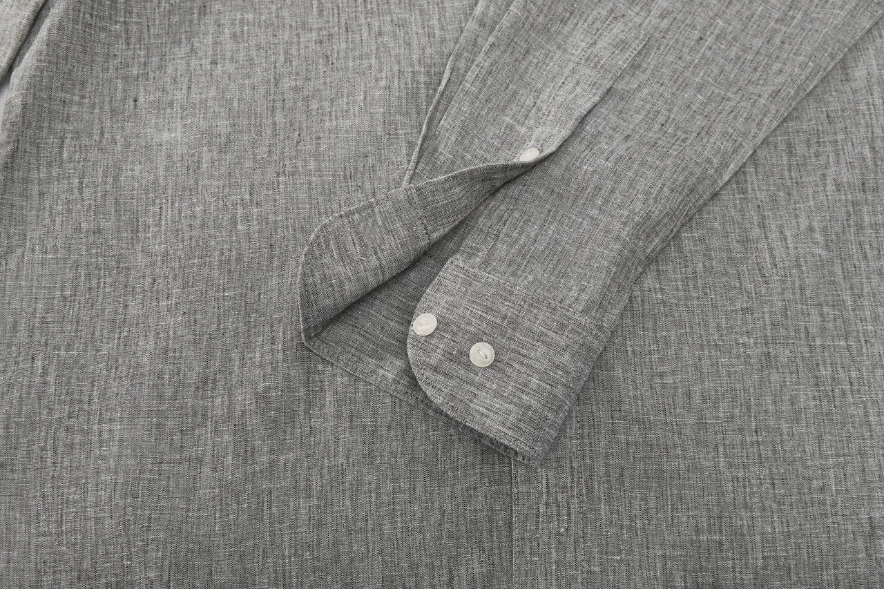 Linen Blend Casual Shirt in Smart Fit Windsor Collar