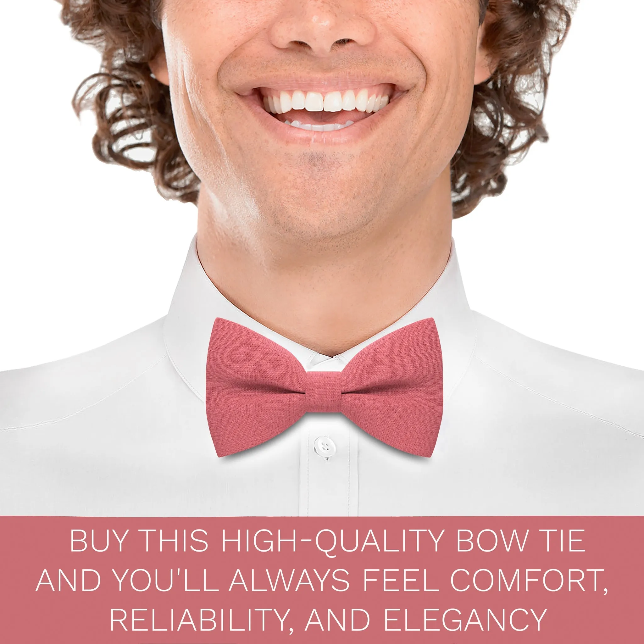 Linen Light Coral Bow Tie