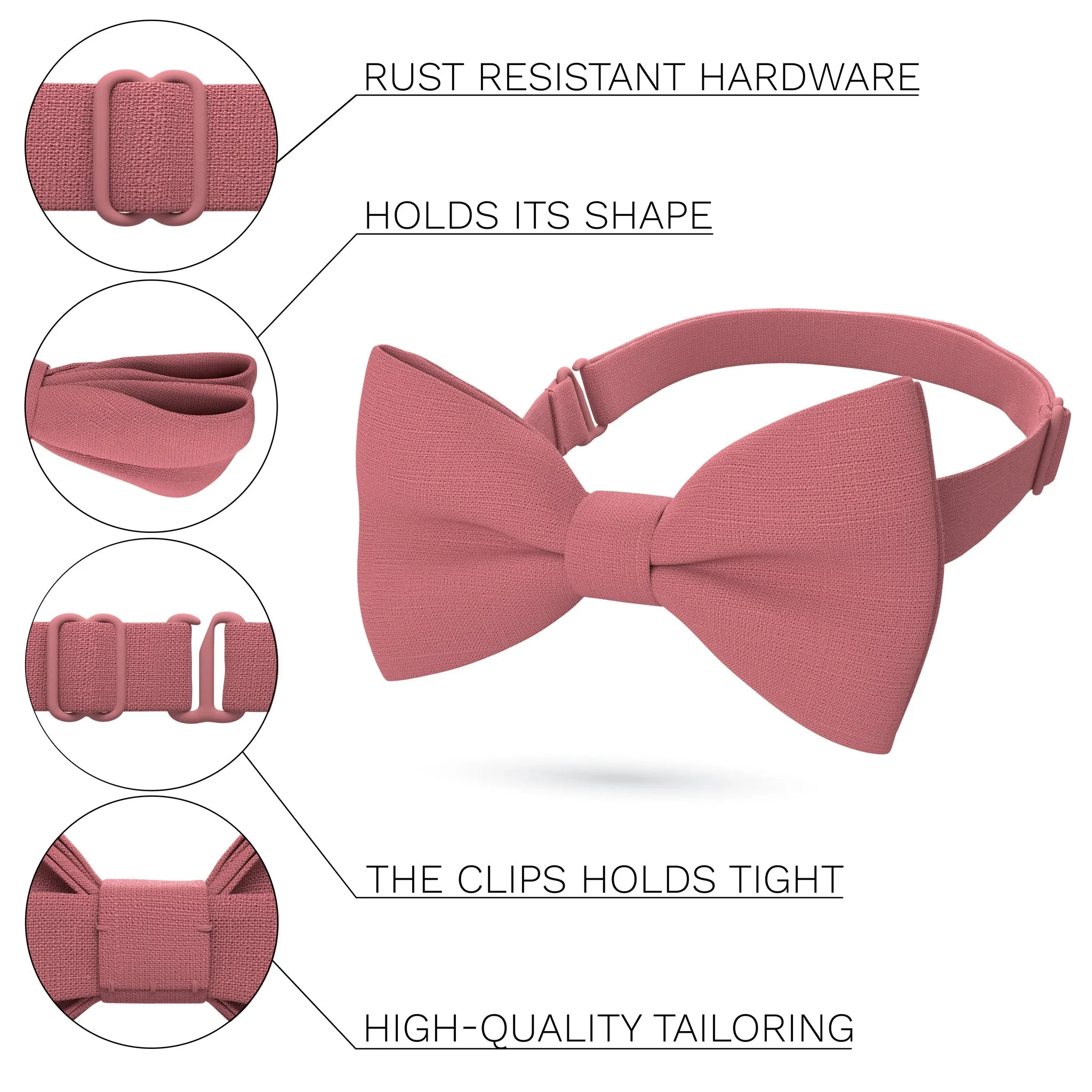 Linen Light Coral Bow Tie