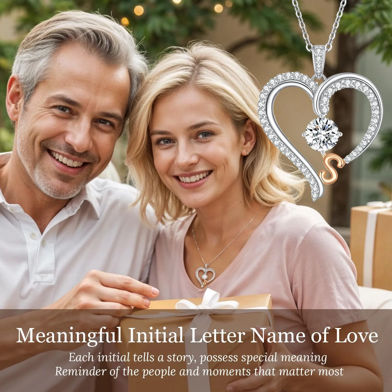 LOUISA SECRET Gorgeous Love Heart Initial Necklaces for Women, 925 Sterling Silver Fine Jewelry, Pendant Heart Necklaces Birthday Anniversary Christmas Gift for Women Wife Mom Girlfriend Lady