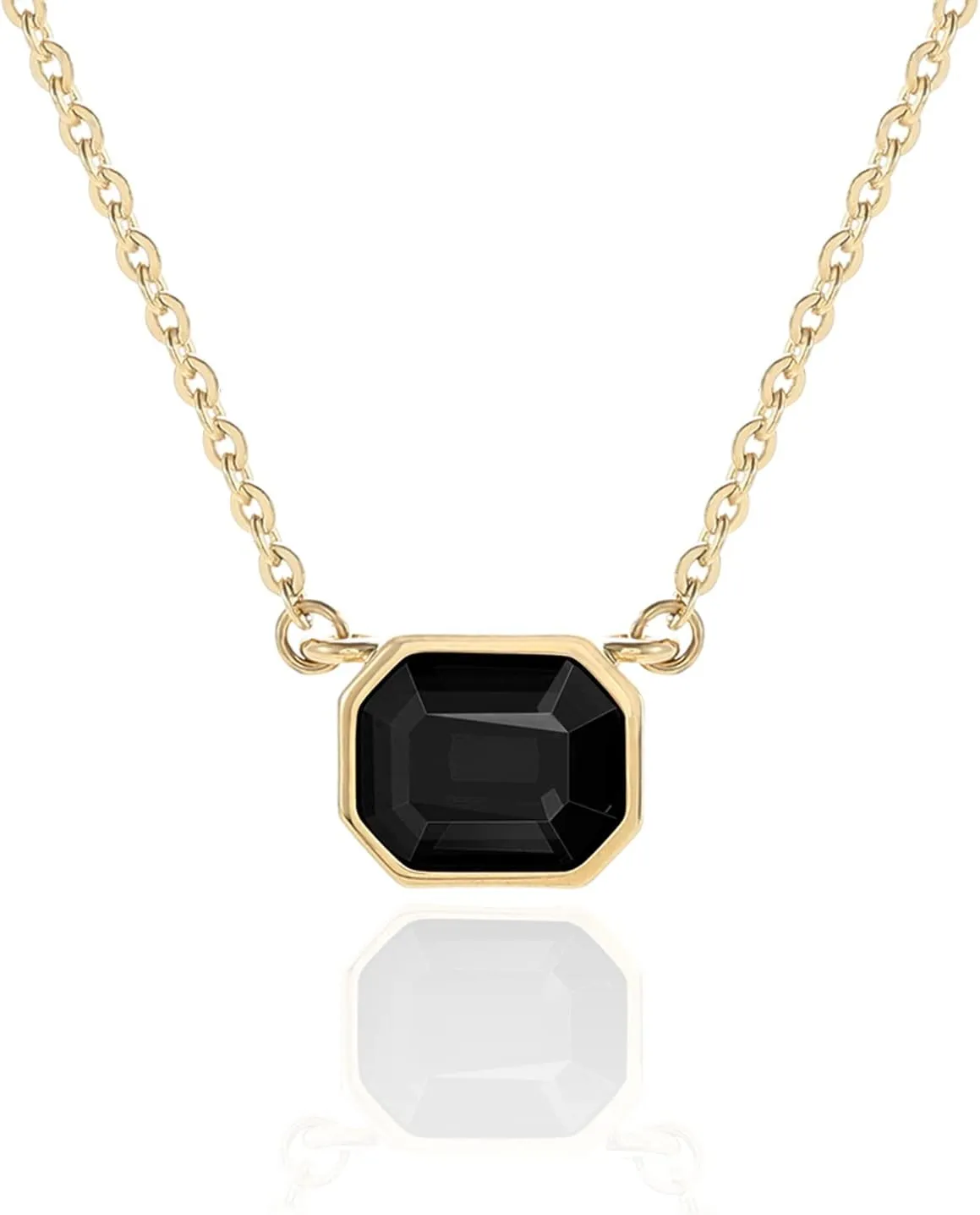 Lourny Birthstone Polygonal Crystal Pendant Necklaces, 14K Gold Plated Hypoallergenic Dainty Chain Necklace Jewelry Gifts for Women